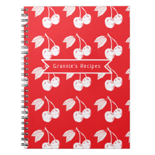 Caderno Espiral Padrão de Corte de Madeira de Fruta de Cherry Pers