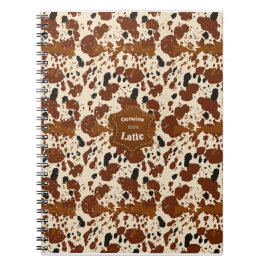 Caderno Espiral Padrão de Couro de Vaca Latte 100% Genuíno | Neutr