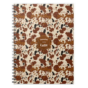 Caderno Espiral Padrão de Couro de Vaca Latte 100% Genuíno Neutr