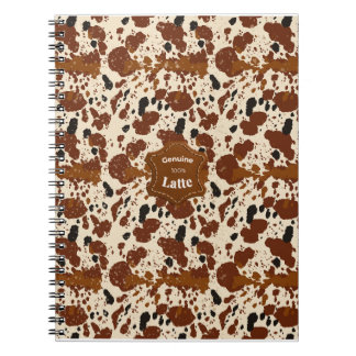Caderno Espiral Padrão de Couro de Vaca Latte 100% Genuíno | Neutr