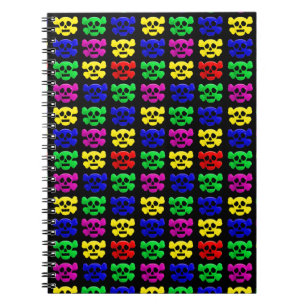 Caderno Espiral Padrão de crânios coloridos