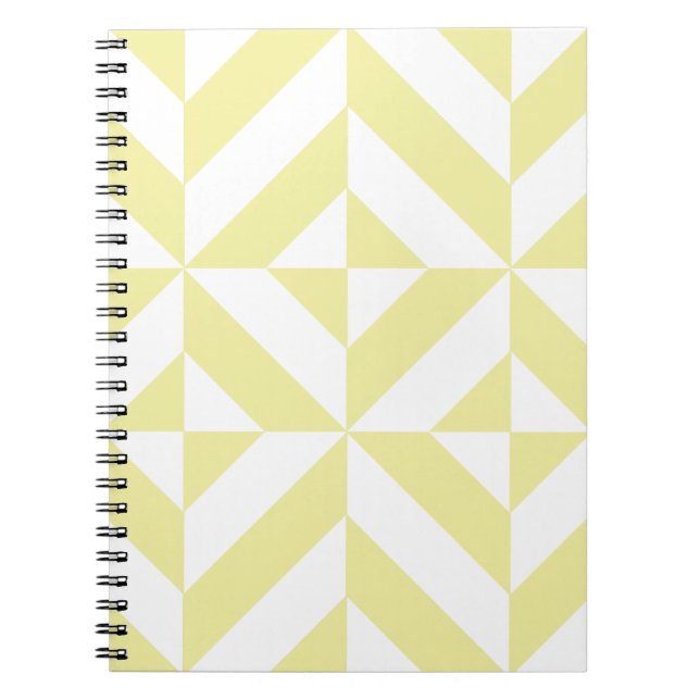 Caderno Espiral Padrão de Cubo de Deco Geométrico Amarelo Pálido (Frente)