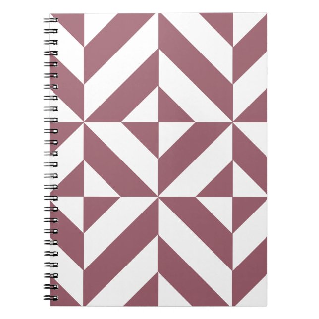 Caderno Espiral Padrão de Cubo de Deco Geométrico de Plum (Frente)