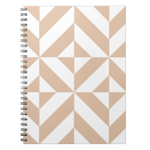 Caderno Espiral Padrão de Cubo Geométrico Deco Bege Quente