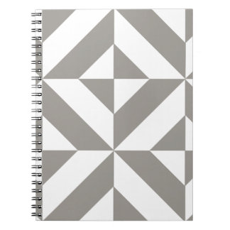 Caderno Espiral Padrão de Cubo Geométrico Deco Cinza Prata