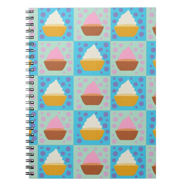 Caderno Espiral Padrão de Cupcake (Frente)