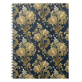 Caderno Espiral Padrão de Damasco Floral Palácio Real Brilho Doura