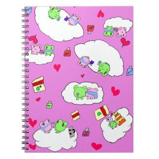 Caderno Espiral Padrão de data de sapo rosa fofo