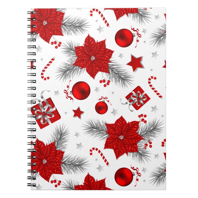 Caderno Espiral Padrão de decoração de Natal (Frente)