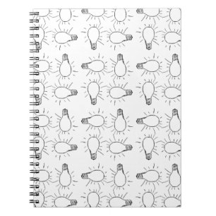 Caderno Espiral padrão de desenho da lâmpada de abstrato