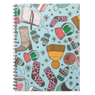 Caderno Espiral Padrão de desenho da porta de moda de inverno