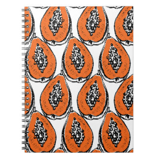 Caderno Espiral Padrão De Desenho De Carvão Vintage Papaya.