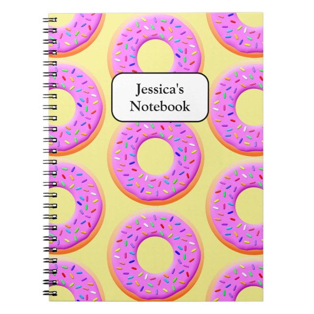 Caderno Espiral Padrão de desenho de rosquinha com confeitos (Frente)