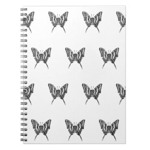 Caderno Espiral Padrão de Desenho de Tinta da Borboleta de Zebra P