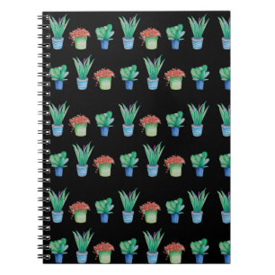 Caderno Espiral Padrão de design de planta de aquarela original 1