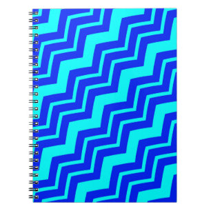 Caderno Espiral Padrão de Design de Zigue-Zague Azul em Chevron