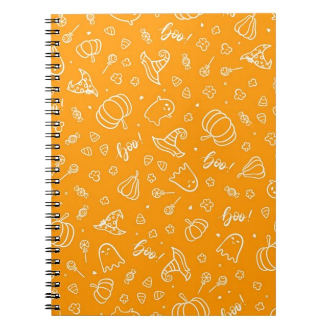 Caderno Espiral Padrão de Dia das Bruxas (Frente)