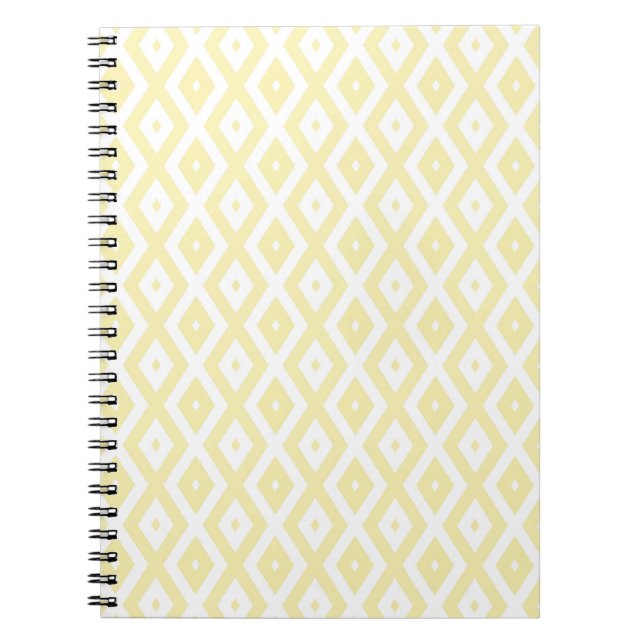 Caderno Espiral Padrão de diamante amarelo pálido e branco (Frente)