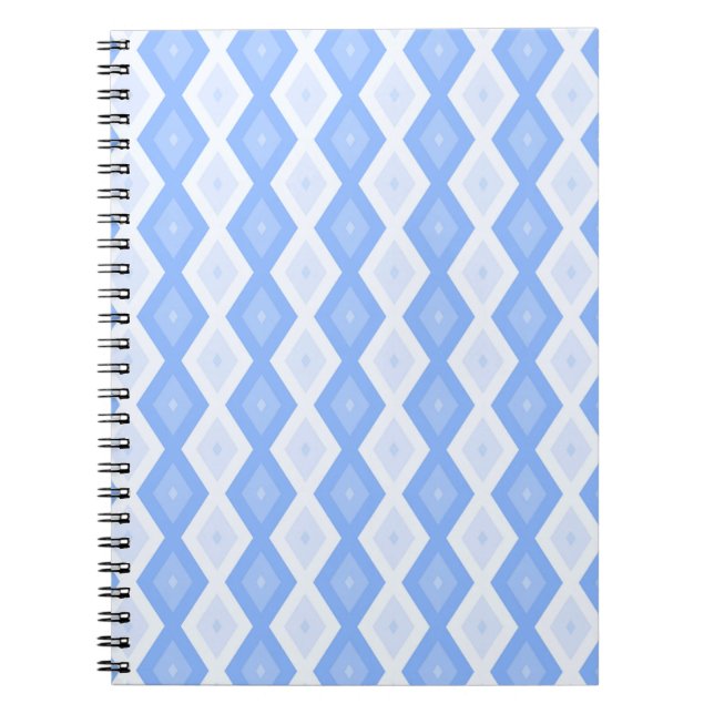 Caderno Espiral Padrão de diamante azul pálido (Frente)