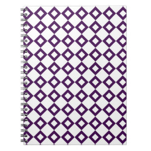 Caderno Espiral Padrão de diamante branco e roxo