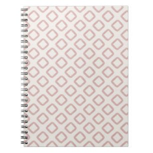 Caderno Espiral Padrão de Diamante em Aquarela Rosa Blush Minimali