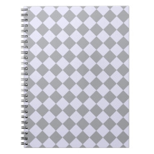 Caderno Espiral Padrão de diamante em cinza e lavanda