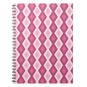 Caderno Espiral Padrão de diamante rosa
