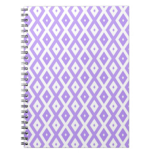 Caderno Espiral Padrão de diamante roxo e branco