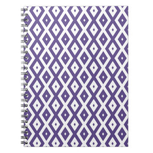 Caderno Espiral Padrão de diamante ultra violeta e branco