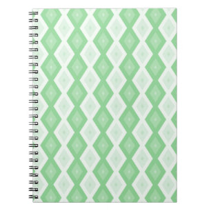 Caderno Espiral Padrão de diamante verde da maçã