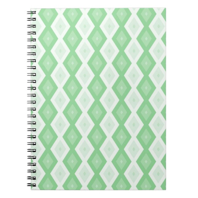 Caderno Espiral Padrão de diamante verde da maçã (Frente)