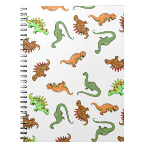 Caderno Espiral Padrão de Dinossauro Fofo