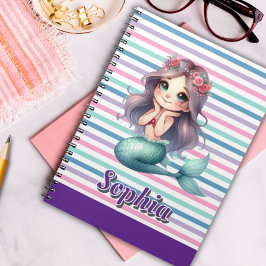 Caderno Espiral Padrão de distribuição da Sereia Personalizada