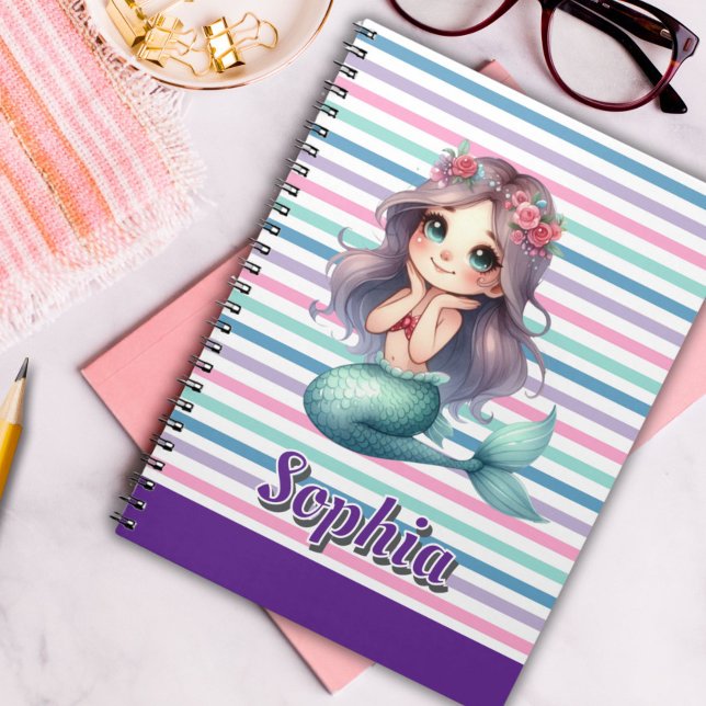 Caderno Espiral Padrão de distribuição da Sereia Personalizada (Criador carregado)