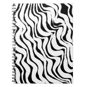 Caderno Espiral Padrão de dobras. Vintage branca e negra.