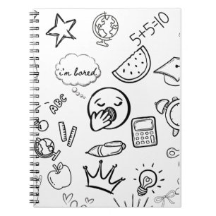 Caderno Espiral Padrão de Dodle Desenhado pela Mão Quirky