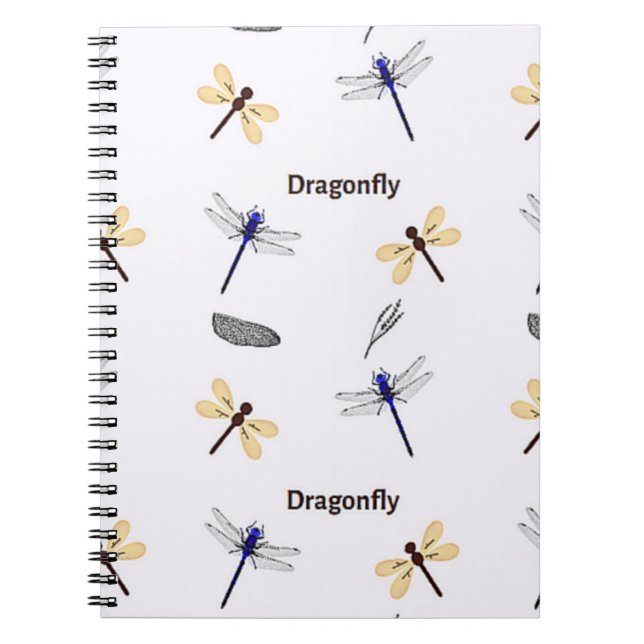Caderno Espiral Padrão de Dragonfly em branco (Frente)