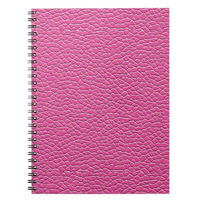 Caderno Espiral padrão de efeito de couro rosa (Frente)