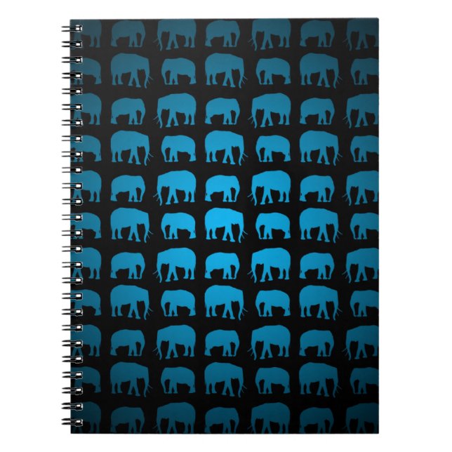 Caderno Espiral Padrão de Elefante Azul (Frente)