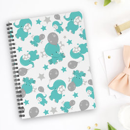 Caderno Espiral Padrão De Elefantes Azuis, Elefantes Cutes, Estrel