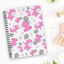 Caderno Espiral Padrão De Elefantes Rosa, Elefantes Cutes, Estrela