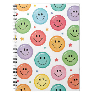 Caderno Espiral Padrão de Emoji Sorridente