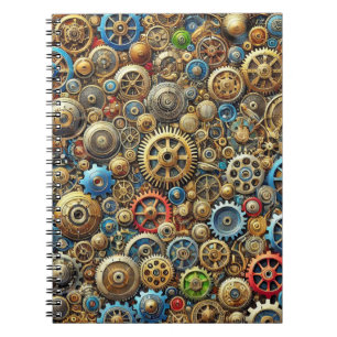 Caderno Espiral Padrão de engrenagens Mecânicas