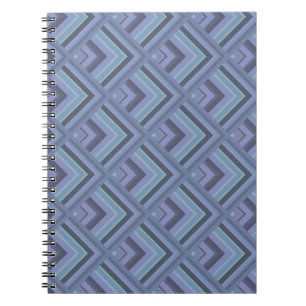 Caderno Espiral Padrão de escala de listras de cinza azul