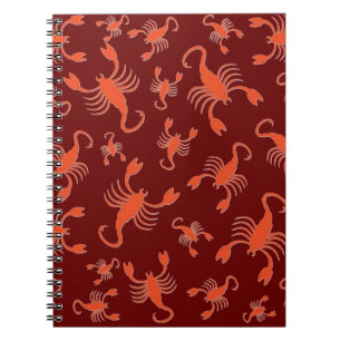 Caderno Espiral Padrão de escorpiões vermelhos