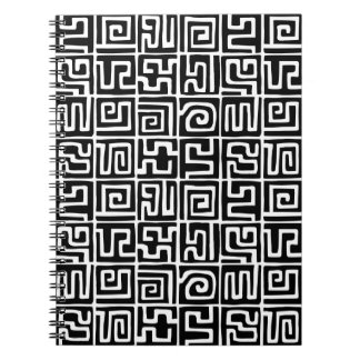 Caderno Espiral Padrão de estilo Kuba 071019 - Preto e Branco