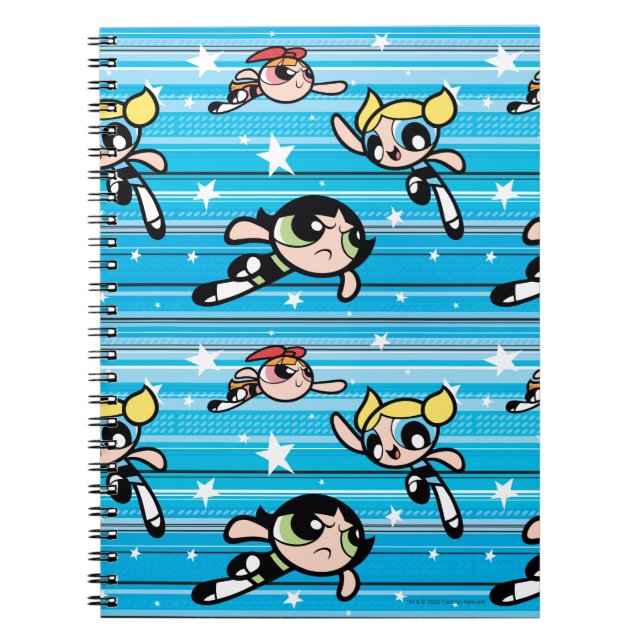 Caderno Espiral Padrão de Estrela de Raparigas Powerpuff (Frente)