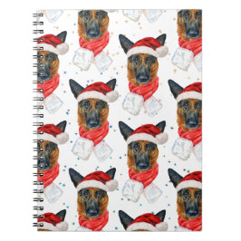 Caderno Espiral Padrão de Estrelas de Natal do Cão da Raça Pastor