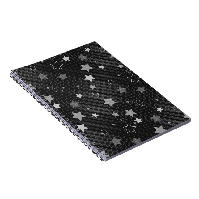 Caderno Espiral Padrão de estrelas pretas (Lado Direito)