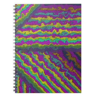 Caderno Espiral Padrão de Faixa Radial Vibrante